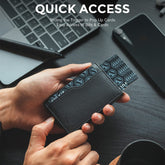 Credit Card Case With Double ID Window RFID Blocking Automatic Leather Up Wallet